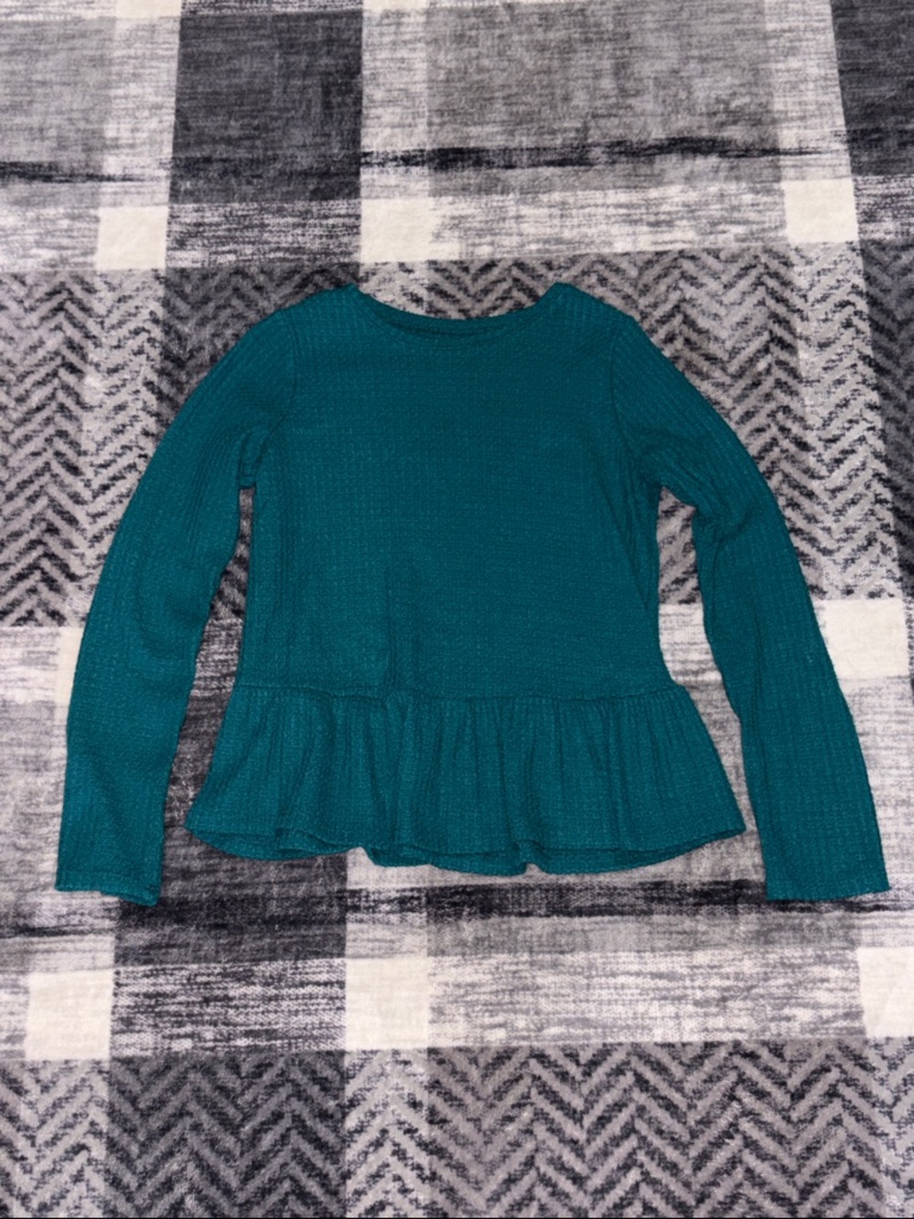 🦋jumping beans Teal Green Long Sleeve Peplum Knit Top